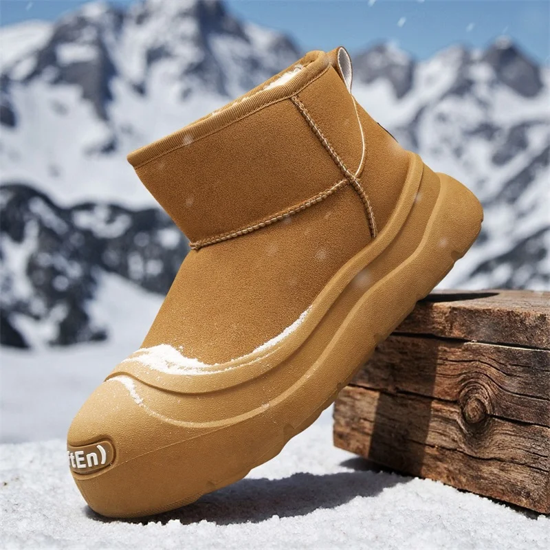 

Men's Winter Snow Boots with Plush Lining, Thickened for Cold Protection, Warm Cotton Boots, Non-Slip Thick-Soled High-Top Cotto