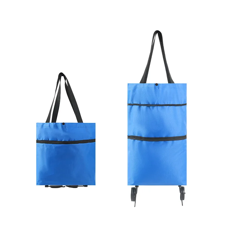 Reusable Shopping Trolley Bag With Wheels Large Foldable 600D Oxford Cloth Hand Tote Eco Fabric Supermarket Grocery Pull Cart