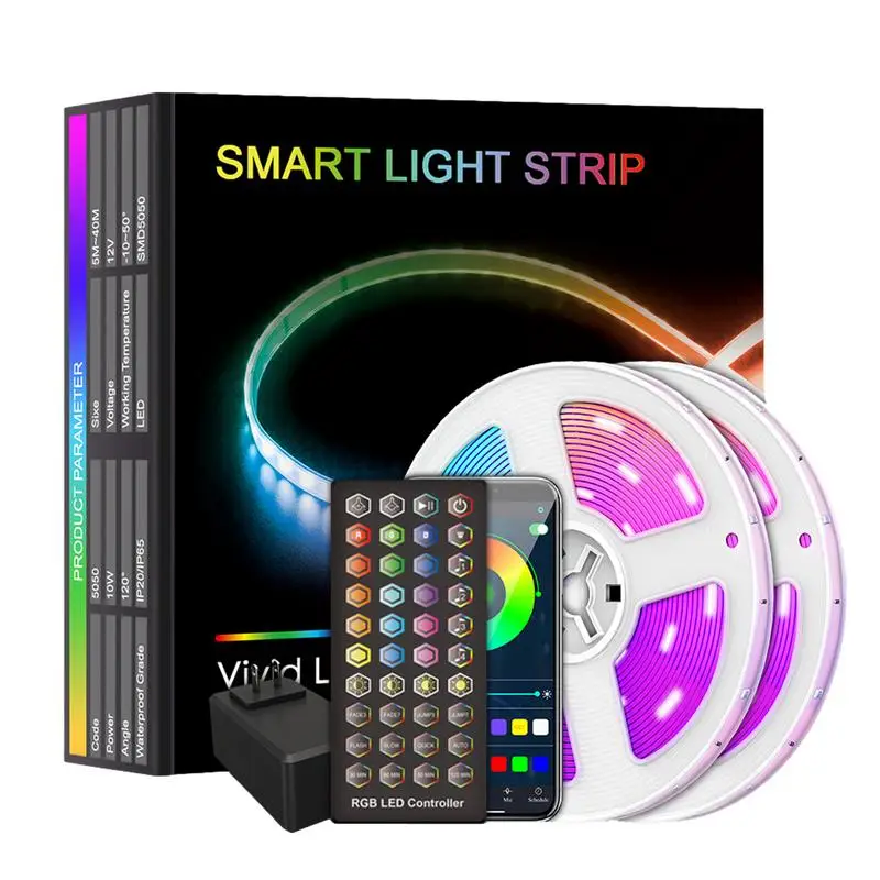 

LED Strip Lights 16.4 Ft Wireless LED Lights APP Control Adjustable Brightness Timing Function RGB Strip Lighting For Room