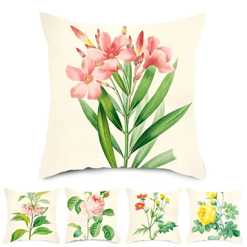 Flower Pattern Pillow Covers Peony Plum Blossom Gift Cushion Cover for Home Sofa Decorative Throw Pillowcase 45*45cm