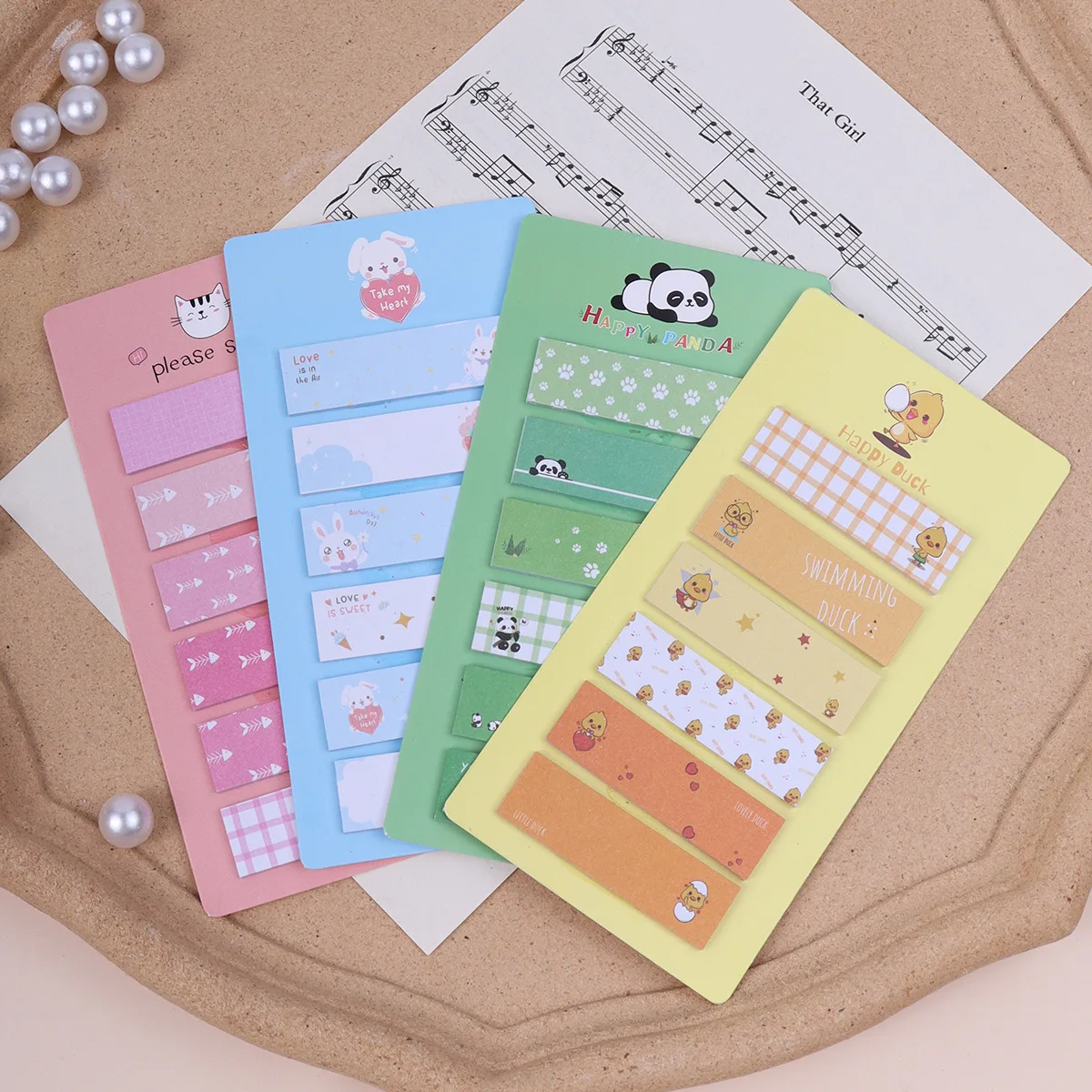 Cute Korean Animal Panda Chick Duck Sticky Notes Creative Memo Pads Index Tabs For Office School Korean Stationery Bundle