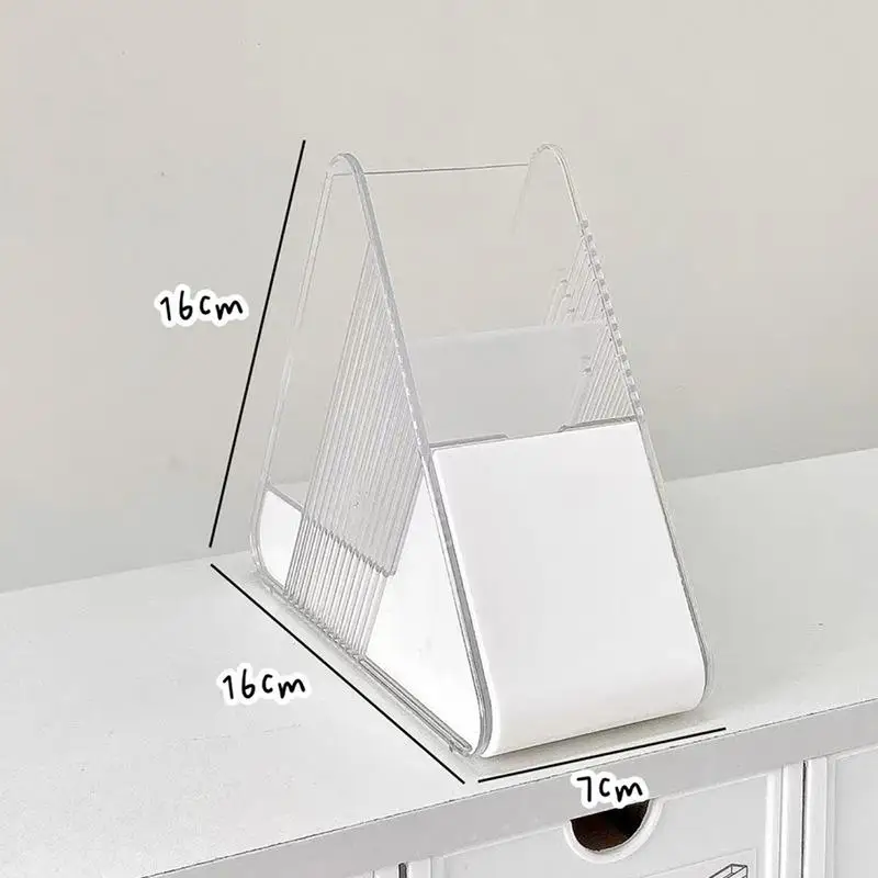 Plastic Slanted Pen Holder Multi Compartments Clear Slots Stable Base Desk Stationery Organizer for Office Home School