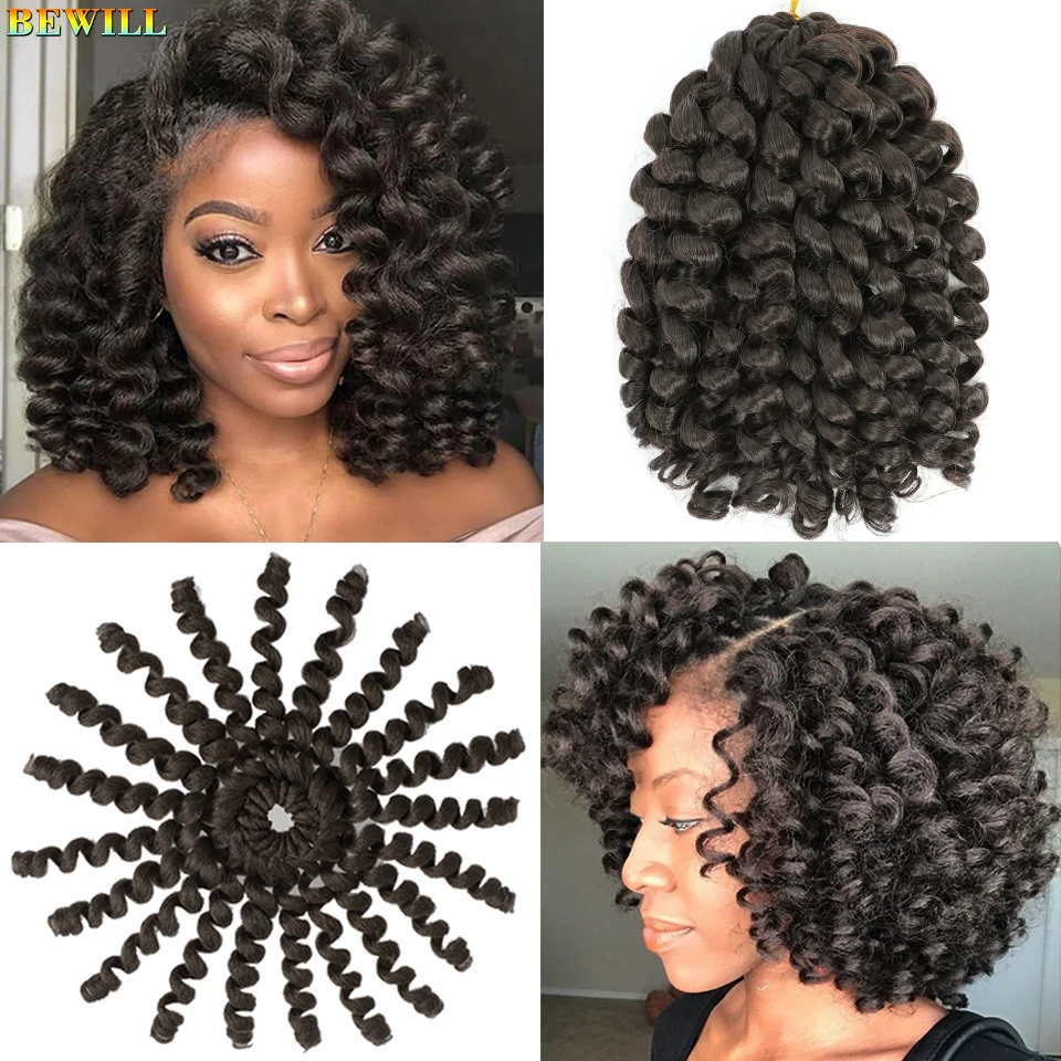 

8 дюймов 2X Ringlet Wand Curl Ямайский отказов Синтетические наращивания волос крючком Плетение крючком Волосы 20 корней Вязание крючком Вьющиеся волосы