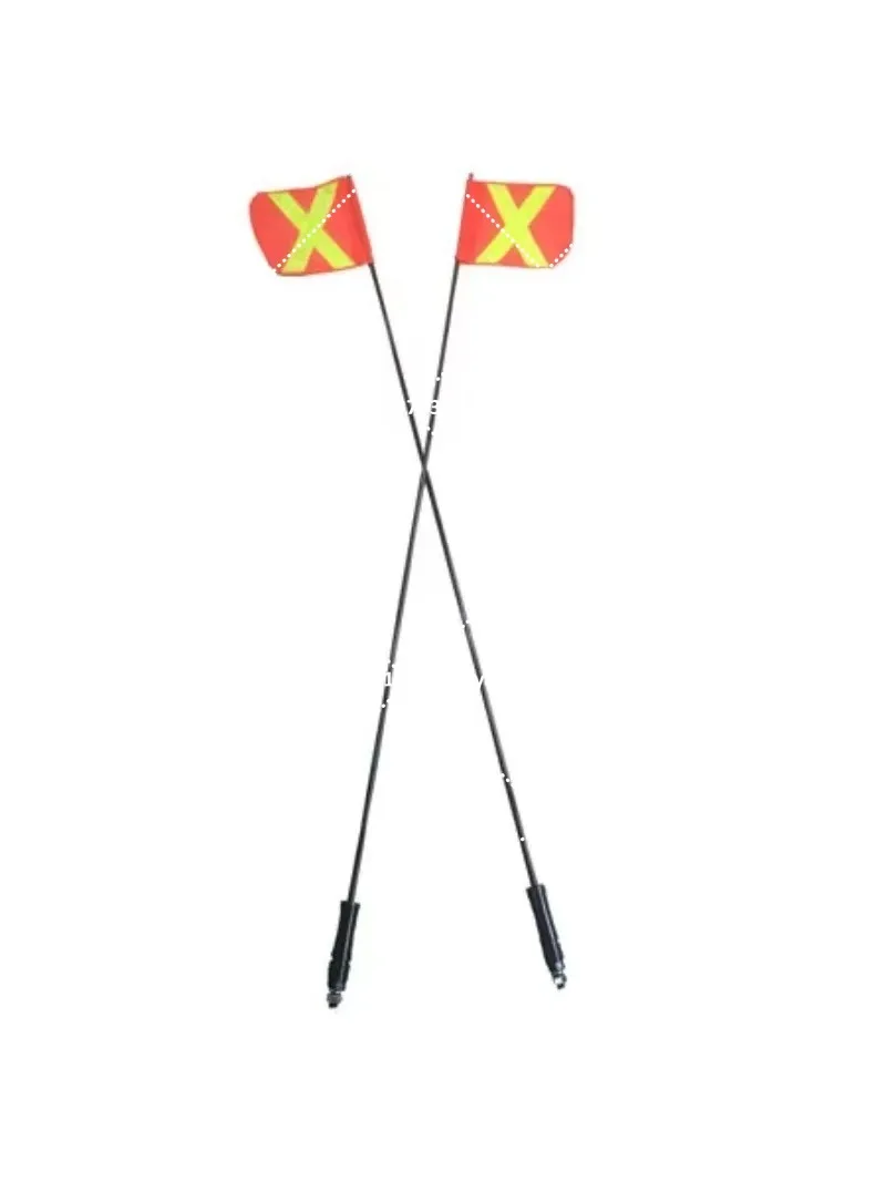 8ft, 10ft, 12ft Amber Top Lighted Mine Safety Warning Whip Flags with Spring and Reflective X Flag for Mining off Road ATV