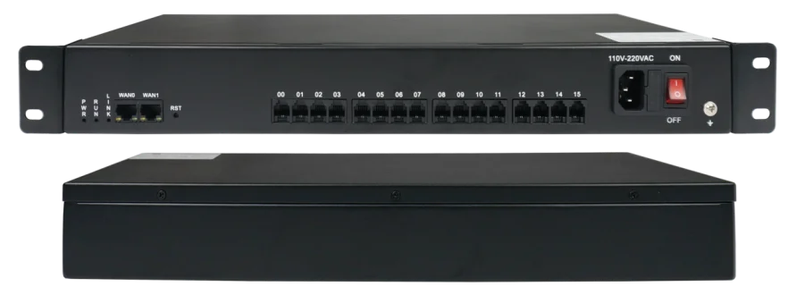 EXCELLTEL PBX Voice Gateway IPG-116J RJ11 SIP Call Control 16 FXS Ports Black Stainless Steel