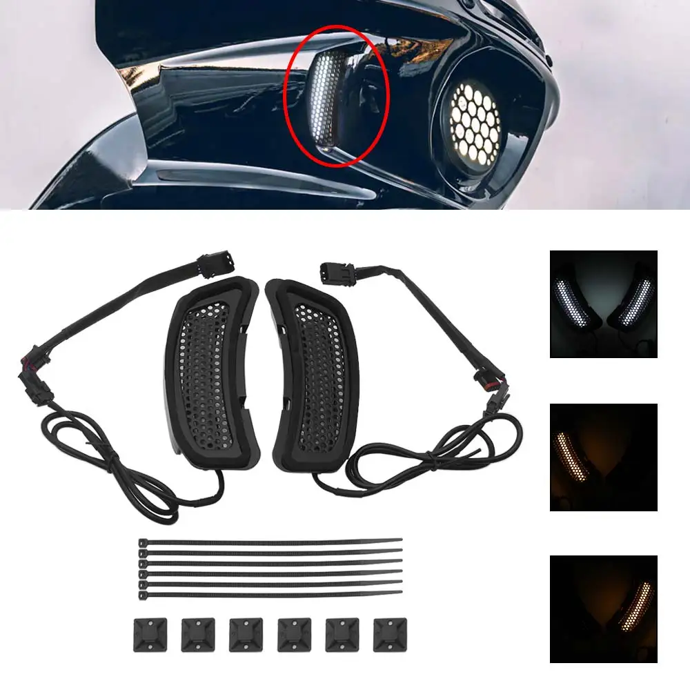 

Abs Front Fairing Led Turn Signal Drl Vent Inserts Fits For Harley Softail Low Rider St Fxlrst El Diablo Fxrst 2022-2026 Black