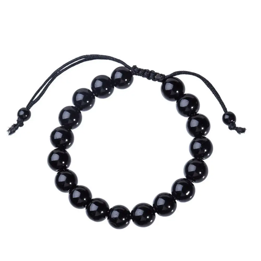 Fashion Round Obsidian Healthcare Bracelets Adjustable Black Natural Stone 10mm Bead Bracelet For Women Men Prayer Bracelet