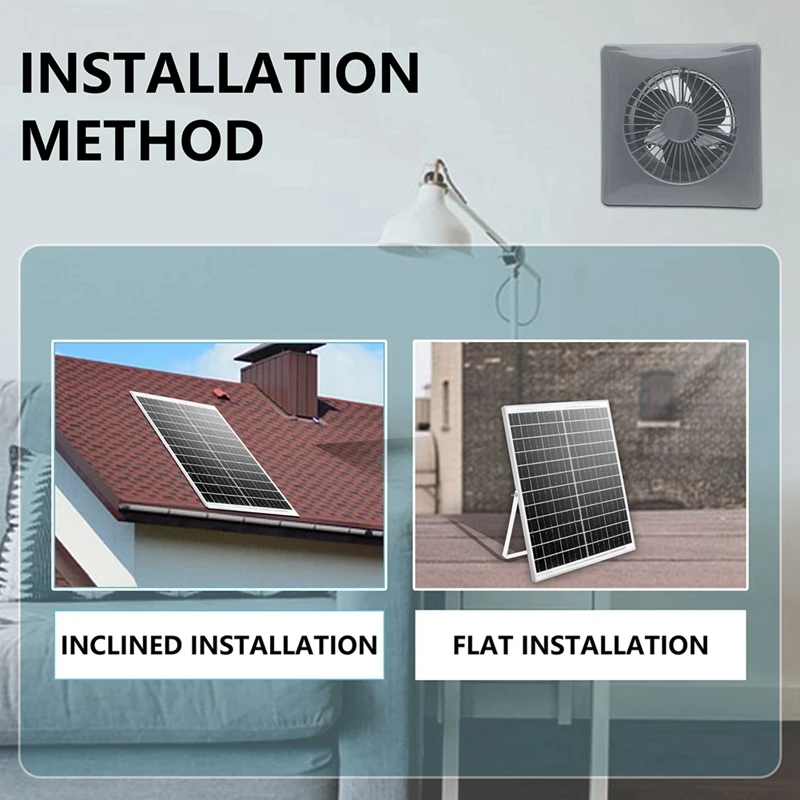 Ventilation 6Inch High-Speed Solar Silent Fan with 8W Panel Shed Solar Exhaust Fan for Chicken Coops,Greenhouses,Sheds A-ABHG