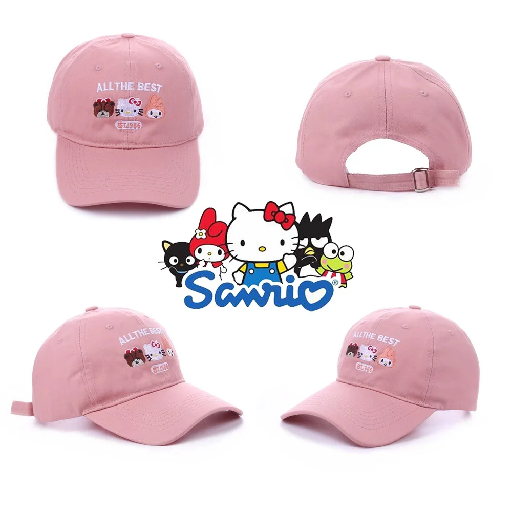 

Anime Sanrio Hello Kitty Adjustable Sports Cap Cartoon Kt Cat Trendy Embroidered Duck Tongue Cap Student Fashion Baseball Caps