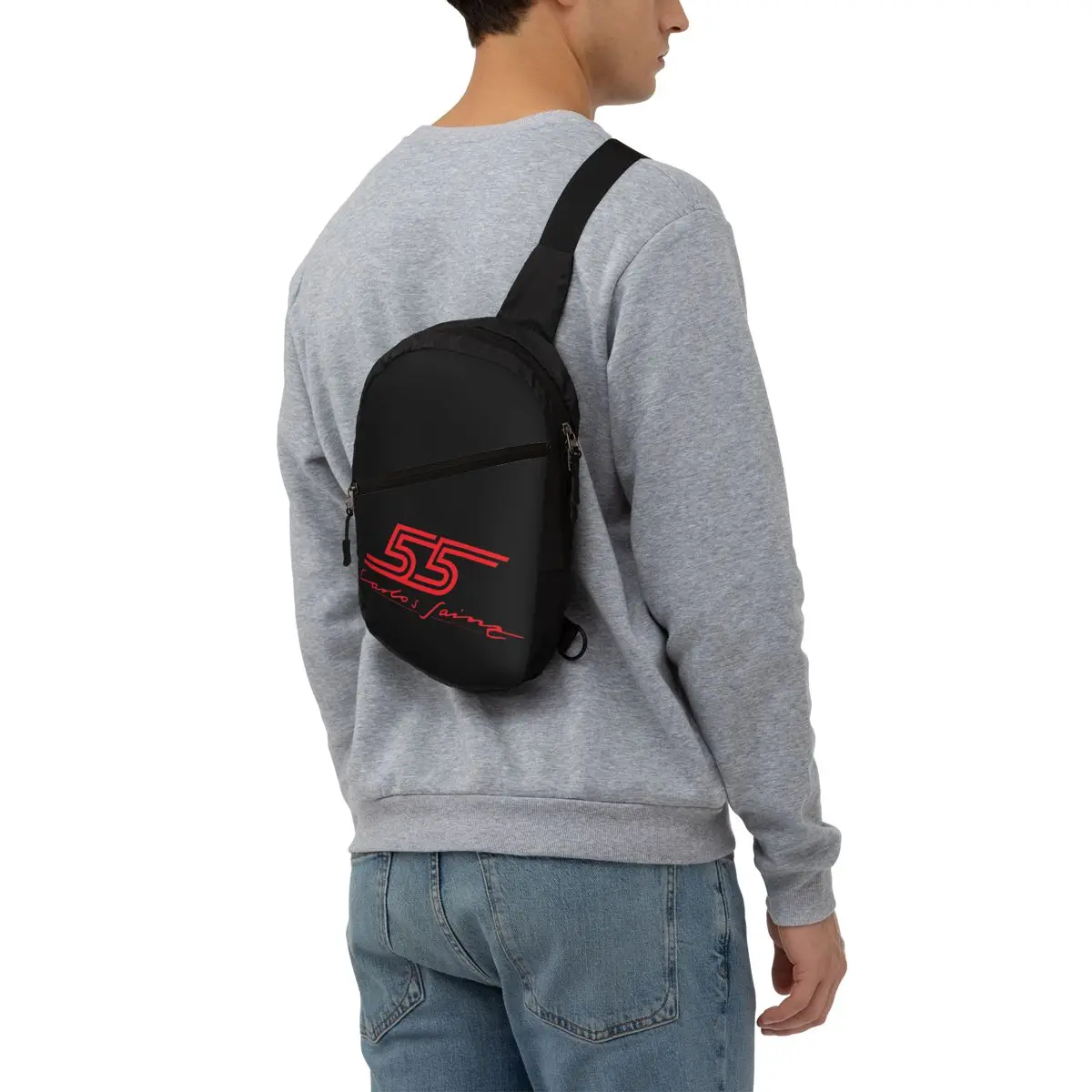 Carlos Sainz Jr F1 Signature Graphic - Bolso de pecho oscuro para hombre, mochila cruzada, bolso de pecho, mochila de viaje para senderismo, bolso de hombro