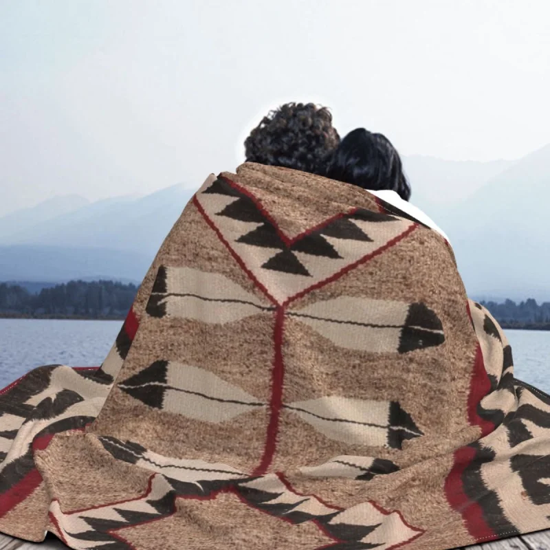 NAVAJO ART Blankets Coral Fleece Textile Decor Fluffy Throw Blanket for Bedding Sofa Camp Cinema