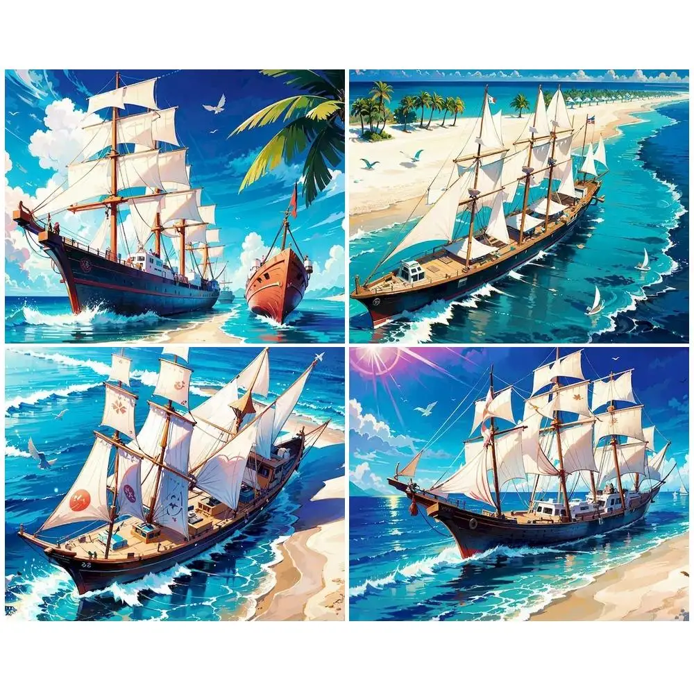 

GATYZTORY Modern Painting By Numbers On Canvas Sailboat Drawing On Number Adults Crafts Wall Decor Gift Artwork Picture Paint