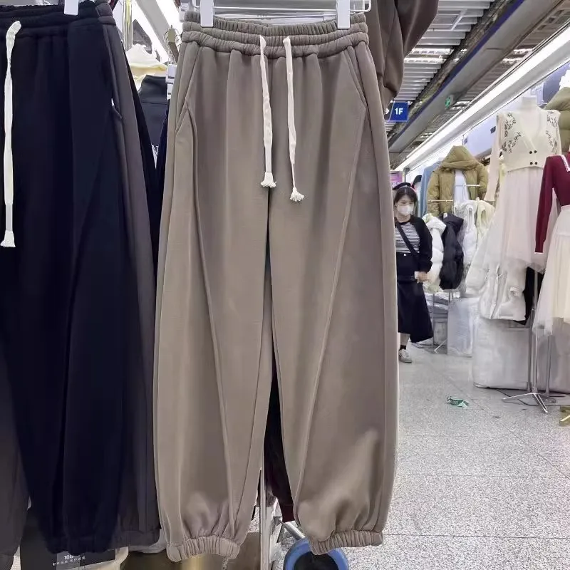 

plus Size Autumn Winter Casual Pants Loose Fit Slimming Warmth Trousers for Men And Women Hong Kong Sle Loose Long Sports P...