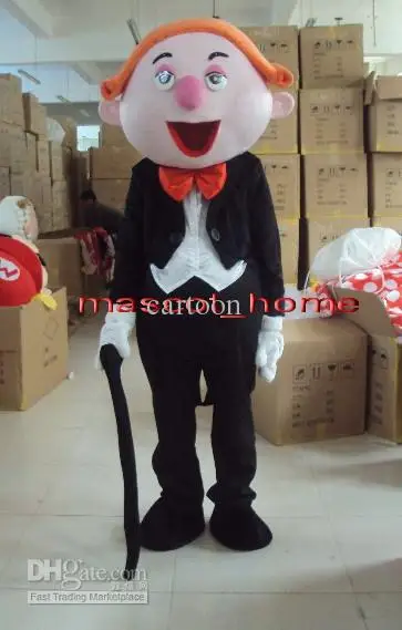 Nieuwe Gentleman Man Mascot Kostuum Halloween Kerst Jurk Full Body Props Outfit Mascotte Kostuum