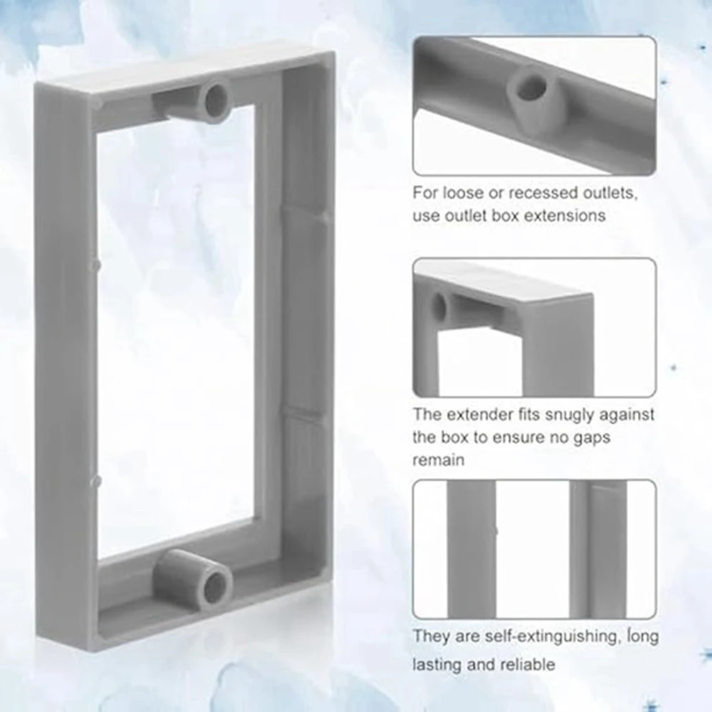 AB11-5Pcs 1/2Inch Single Gang Receptacle Outlet Box Extenders, Electric Outlet Extender Box With 10Screws Receptacle Extender
