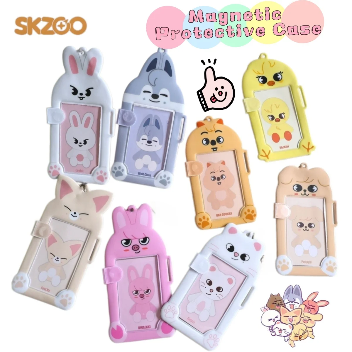 

New SKZOO Jiniret QuokkaPuppyM Foxi.ny Creative Personality Photo Card Storage Card Cover Magnetic Protection Cover Decoration