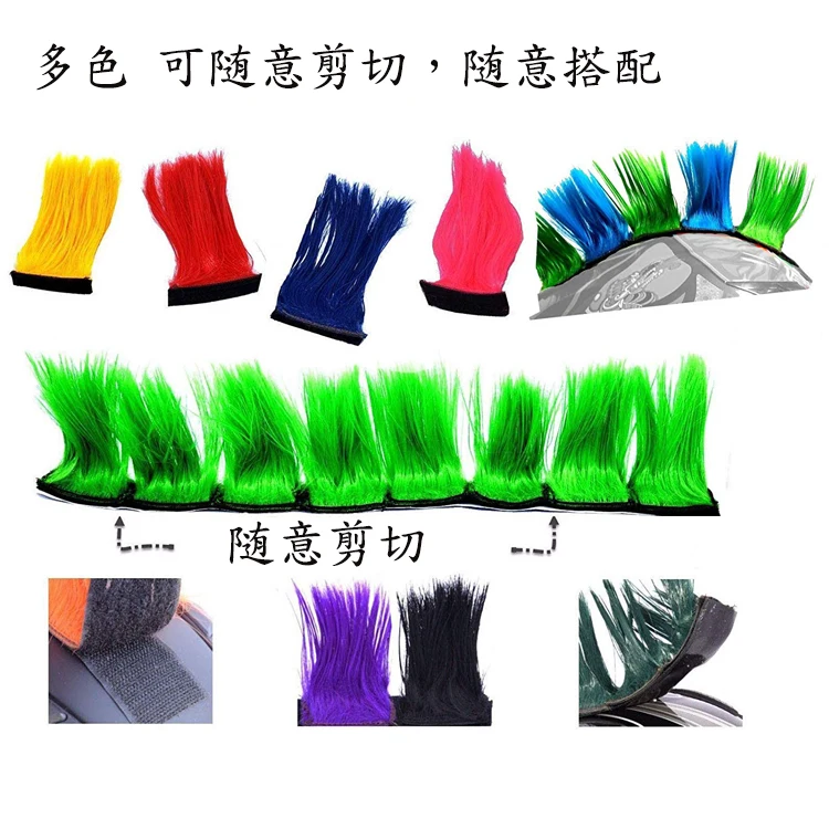 Motorcycle Helmet Decoration Wig Men Women Knight Style Chicken Head Wig Synthetic Hair Accessory for Cyclists