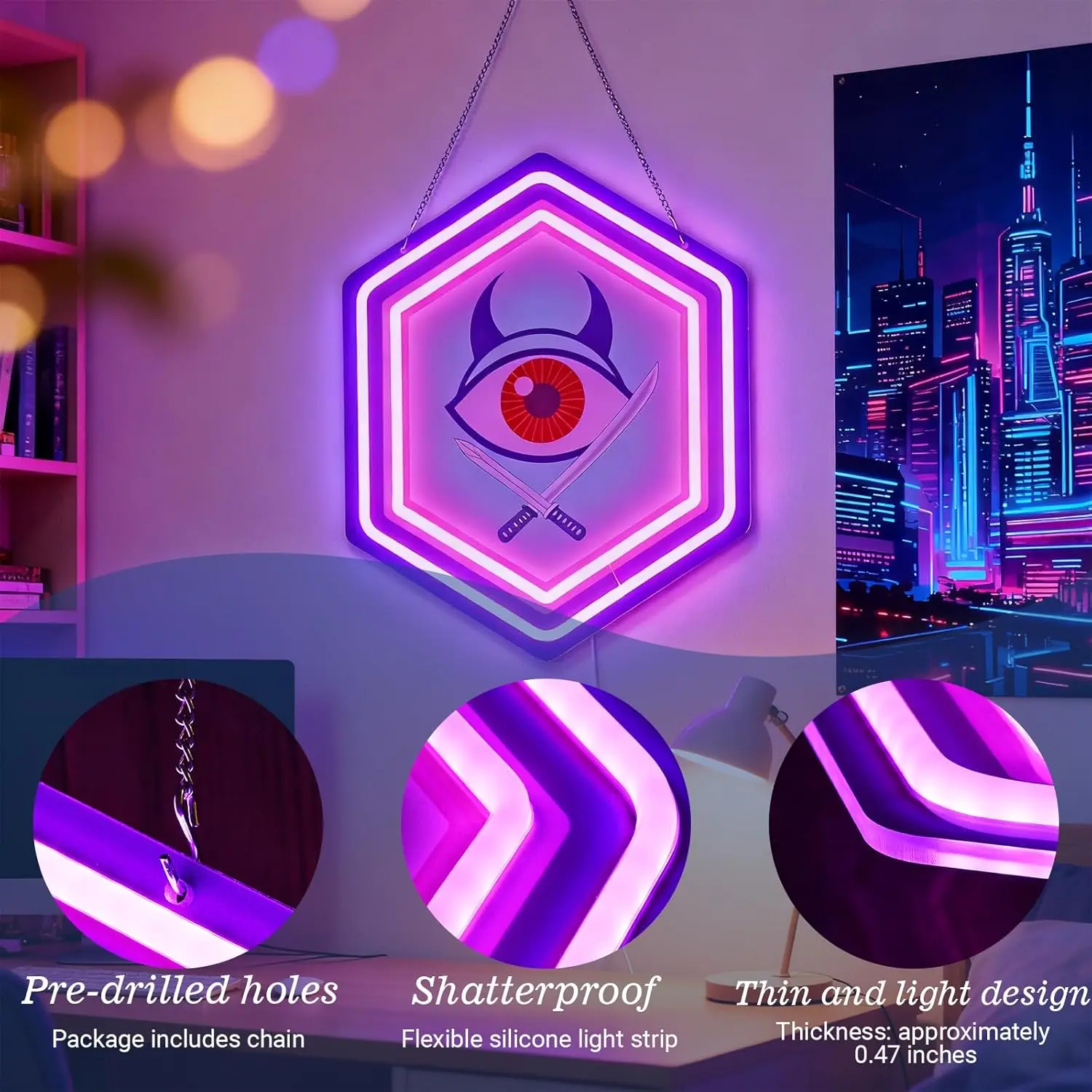 

Неоновая вывеска «Охотники на демонов»: Декоративный настенный светильник USB LED для дома, бара, дня рождения, игровой комнаты, спальни, подарок