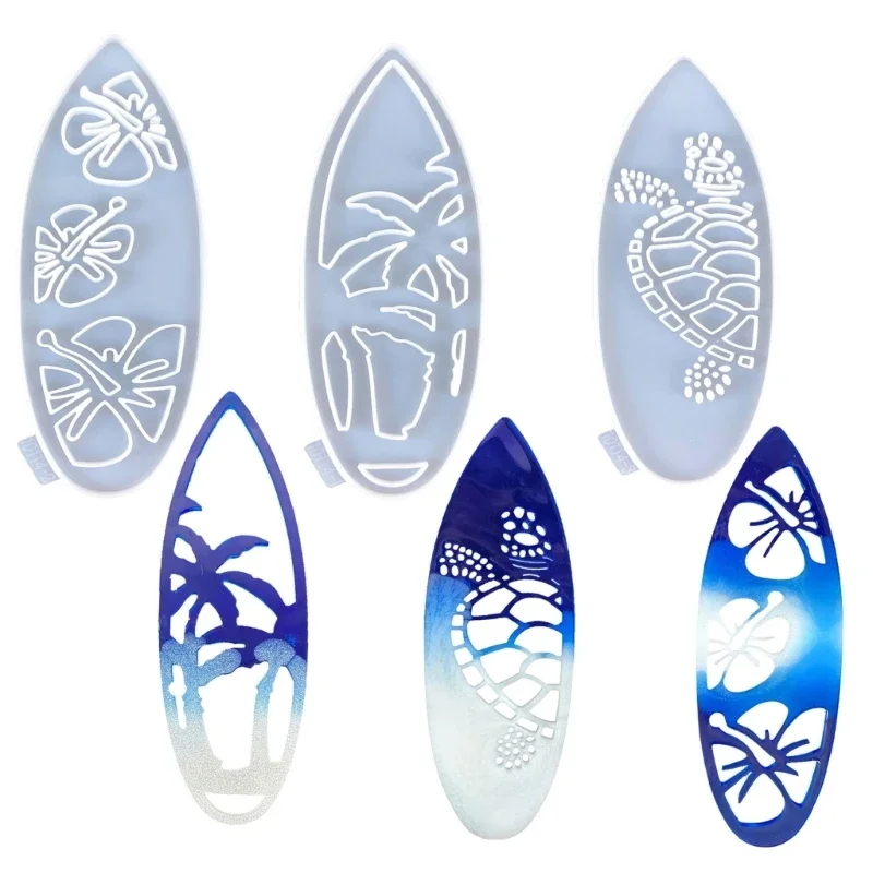 Flexible Silicone Mold Surfboard Shaped Wall Decorations Mould Epoxy Resin Moulds Jewelry Tool for Craft Enthusiasts D0LC