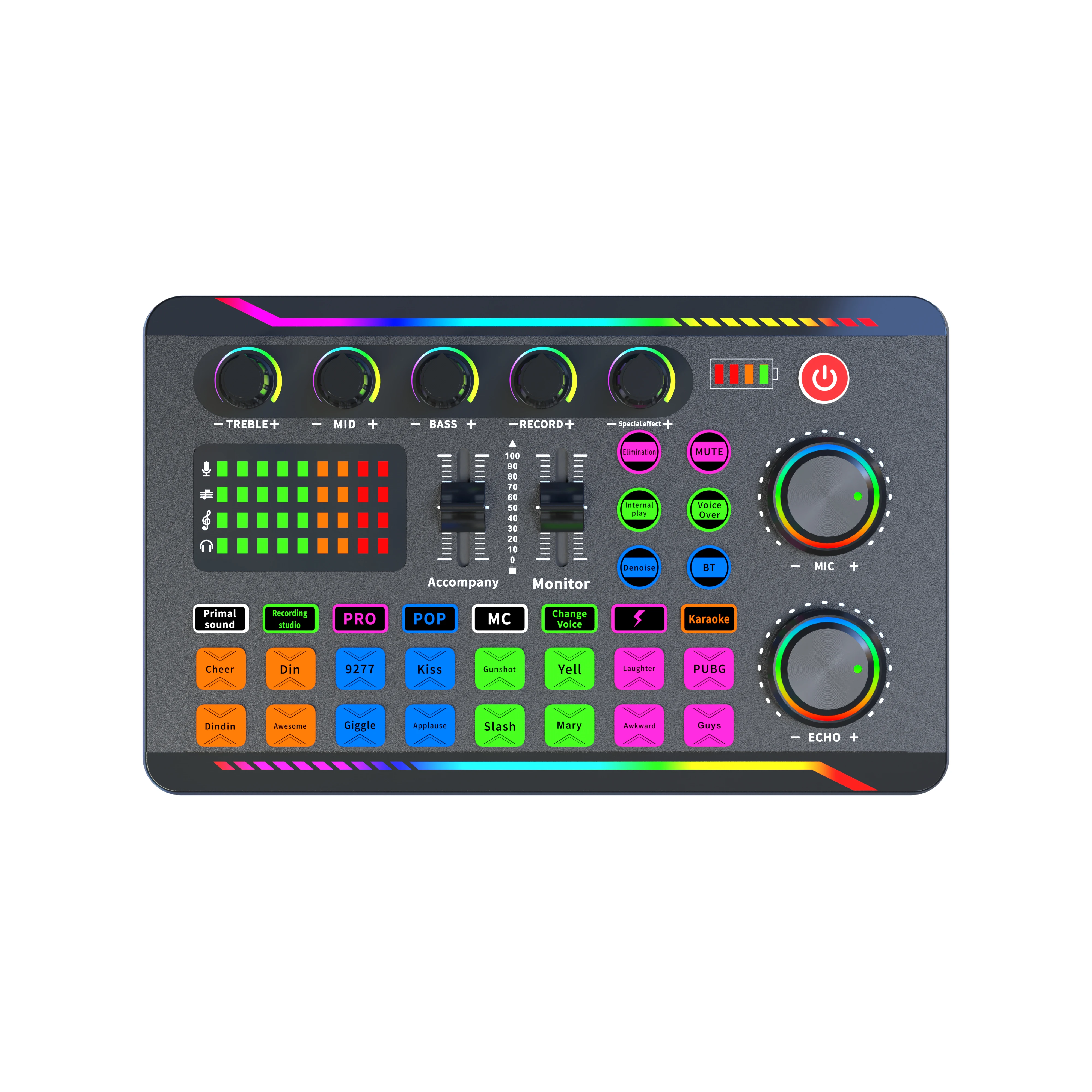 

Gaming Audio Mixer Streaming Mixer with Audio Interface BT Sound Board Voice Changer Sound Card,for PC Phone Live Streaming