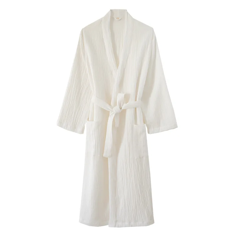 Hotel Bathrobe  Double Layer Gauze Kimono Collar Cotton Yarn 3 Colors Available 100%Cotton Thickened Home Dressing Comfortable