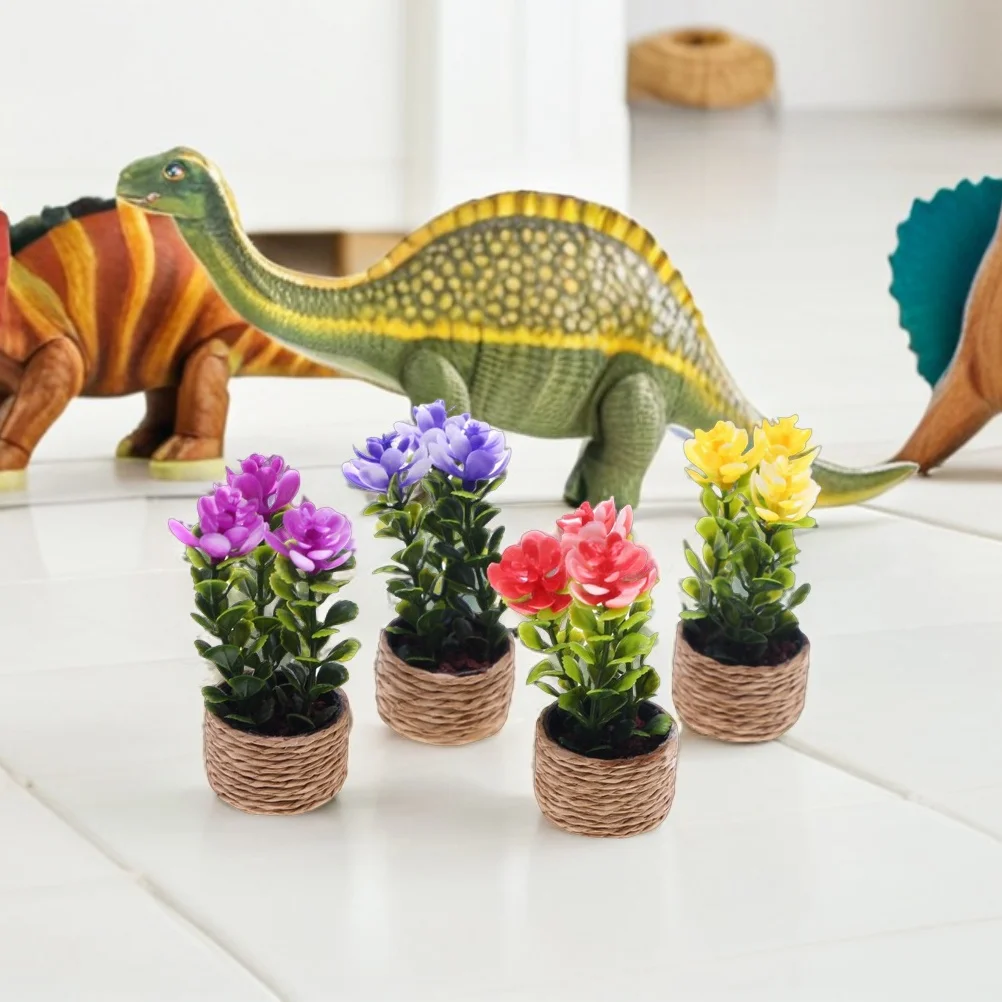 

4pcs Mini Artificial Plants For Home Office Desk Decor Low Maintenance Faux Succulents Decorations Tabletop Greenery