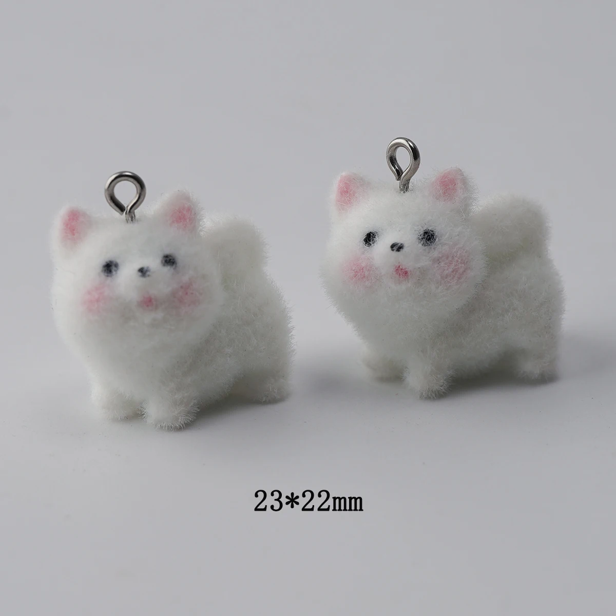 20pcs New Flocking resin Dog Charms Cartoon Plush Doll Pendant For Bag Keychain Earring DIY Crafts Jewelry Make Accessories