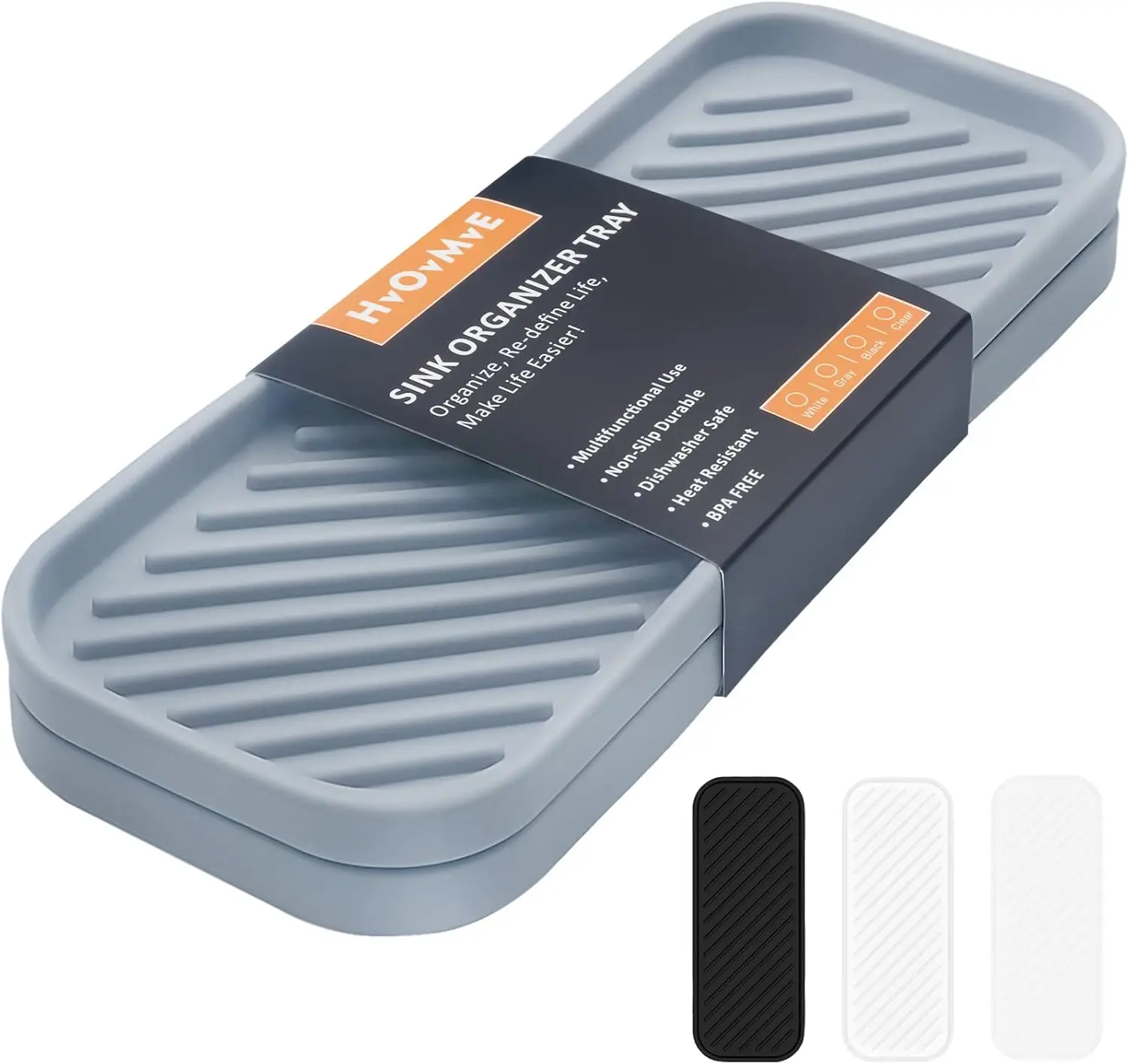 

Силиконовый органайзер-поддон для кухонной раковины и ванной комнаты, держатель для мыла и губки - 2 шт., серый