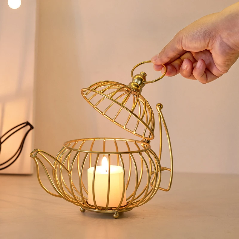 Nordic Candle Holder Metal Iron Candlestick Retro Candle Holder Decor For Living Room Coffee Table