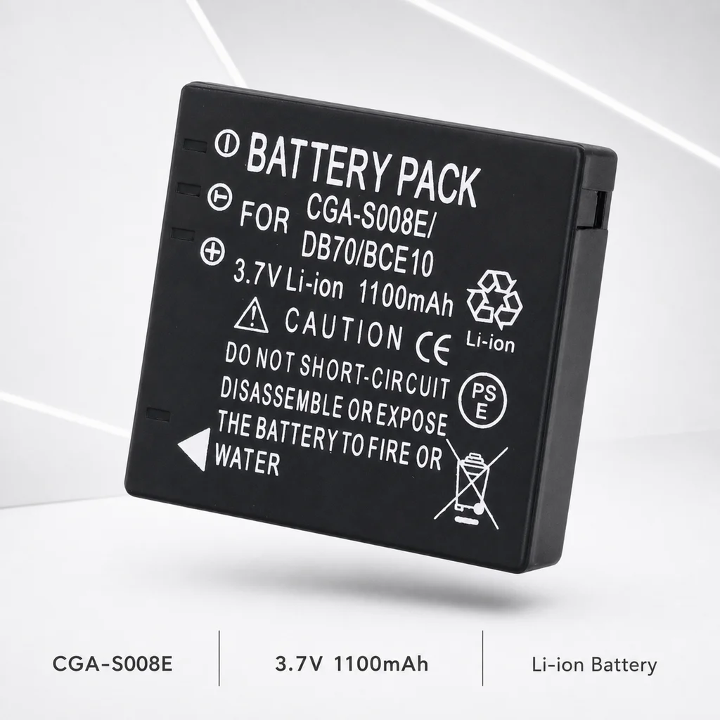 Camera Battery CGA-S008E DMW-BCE10 DB70 3.7V 1100mAh Replacement For Panasonic DMC-FS3 FS5 FS20 FX30