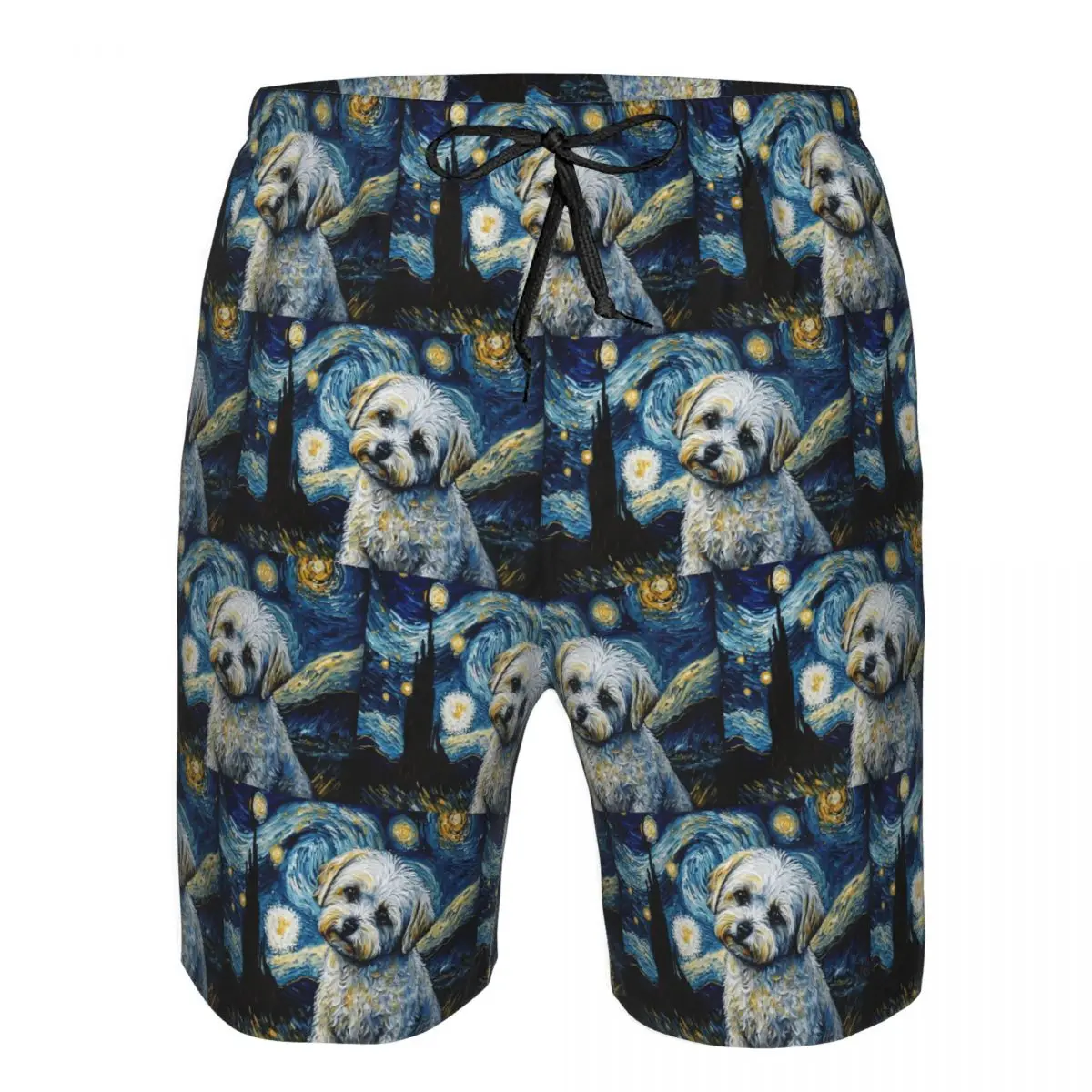 Maltese Terrier Puppy Starry Night Trunks Beach Board Shorts Casual Quick Dry Swimming Summer Men Pants