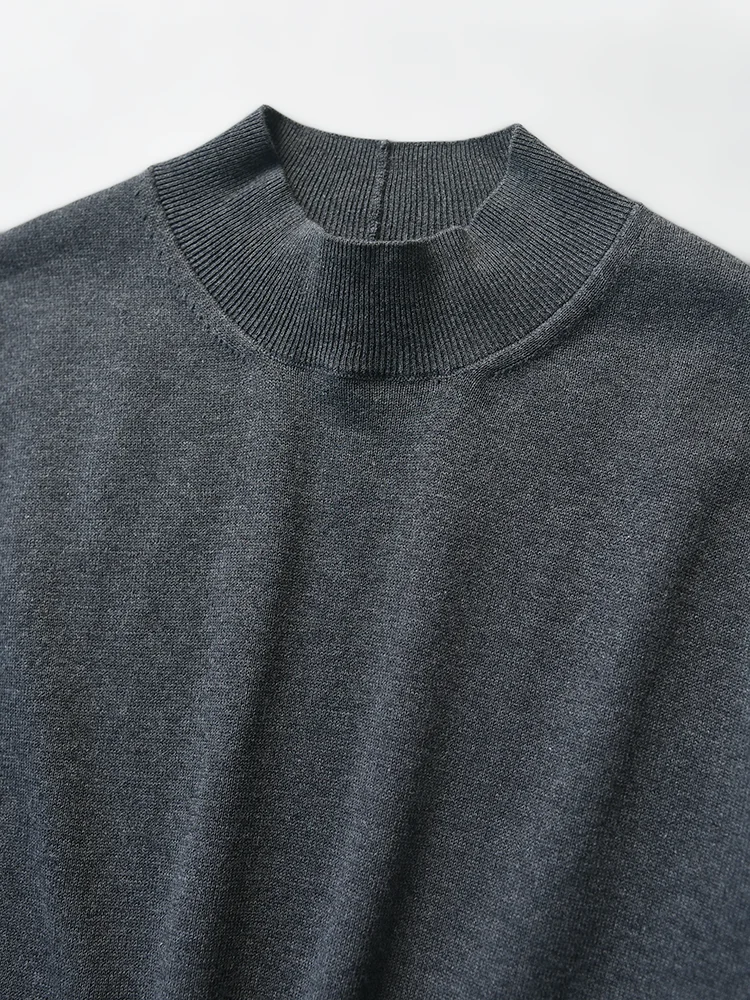   Z CLUB-suéter de punto largo para hombre, cuello alto, elástico, transpirable, combina con todo, mezcla de algodón suave para otoño e invierno