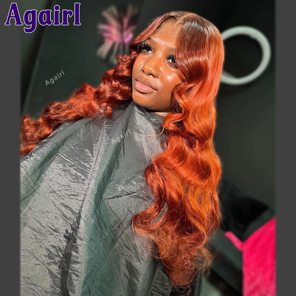 

Ombre Brown Orange Colored Lace Frontal Wig 13x6 Body Wave Lace Front Wig Ginger Orange 13x4 Lace Front Human Hair Wig for Women