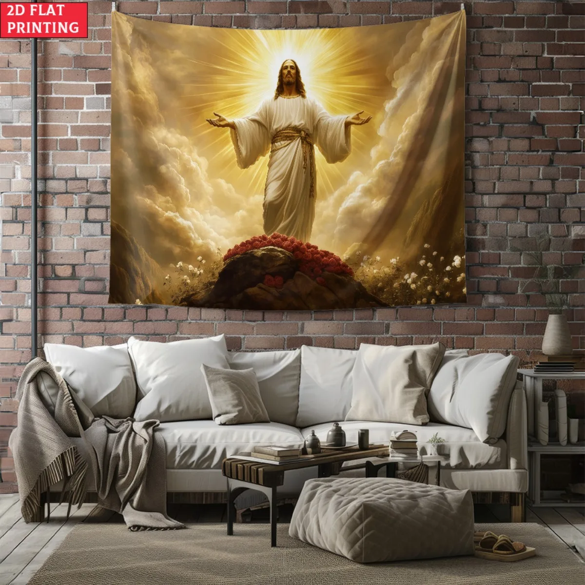 Jesus Christ Ascension Tapestry Religious Christian Art Wall Hanging Faith Inspirational Decor Church Home Decor