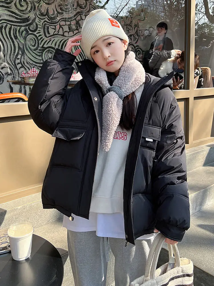 PinkyIsBlack 2022 New Women's Winter Jacket Hooded Short Thick Warm Cotton Padded Jackets Parkas Woman Candy Color Winter Coat