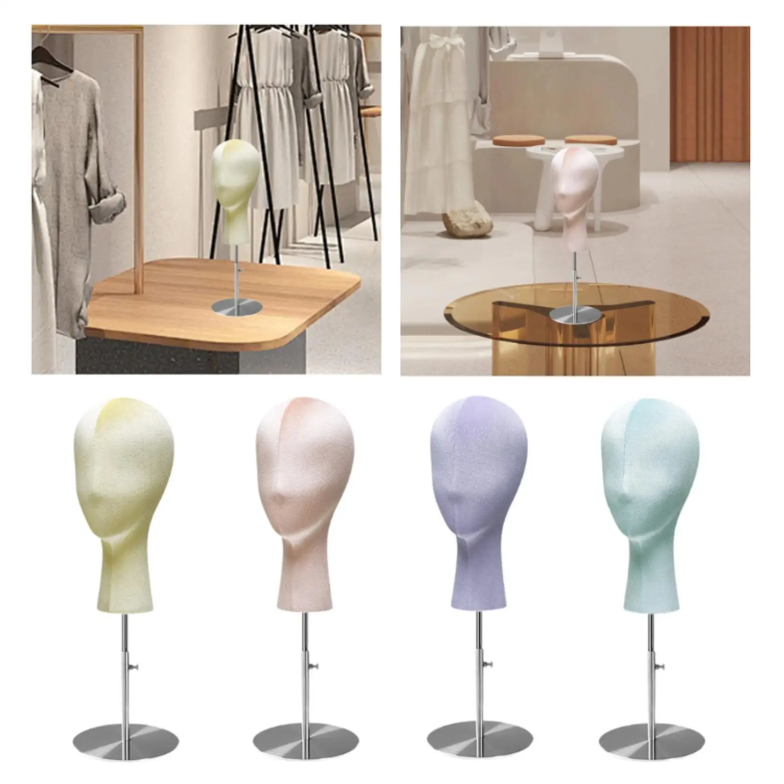 

Mannequin Head Model Wig Holder Multipurpose Glasses Headband Display Hairpieces Stand for Home Personal Use Barbershop Salon