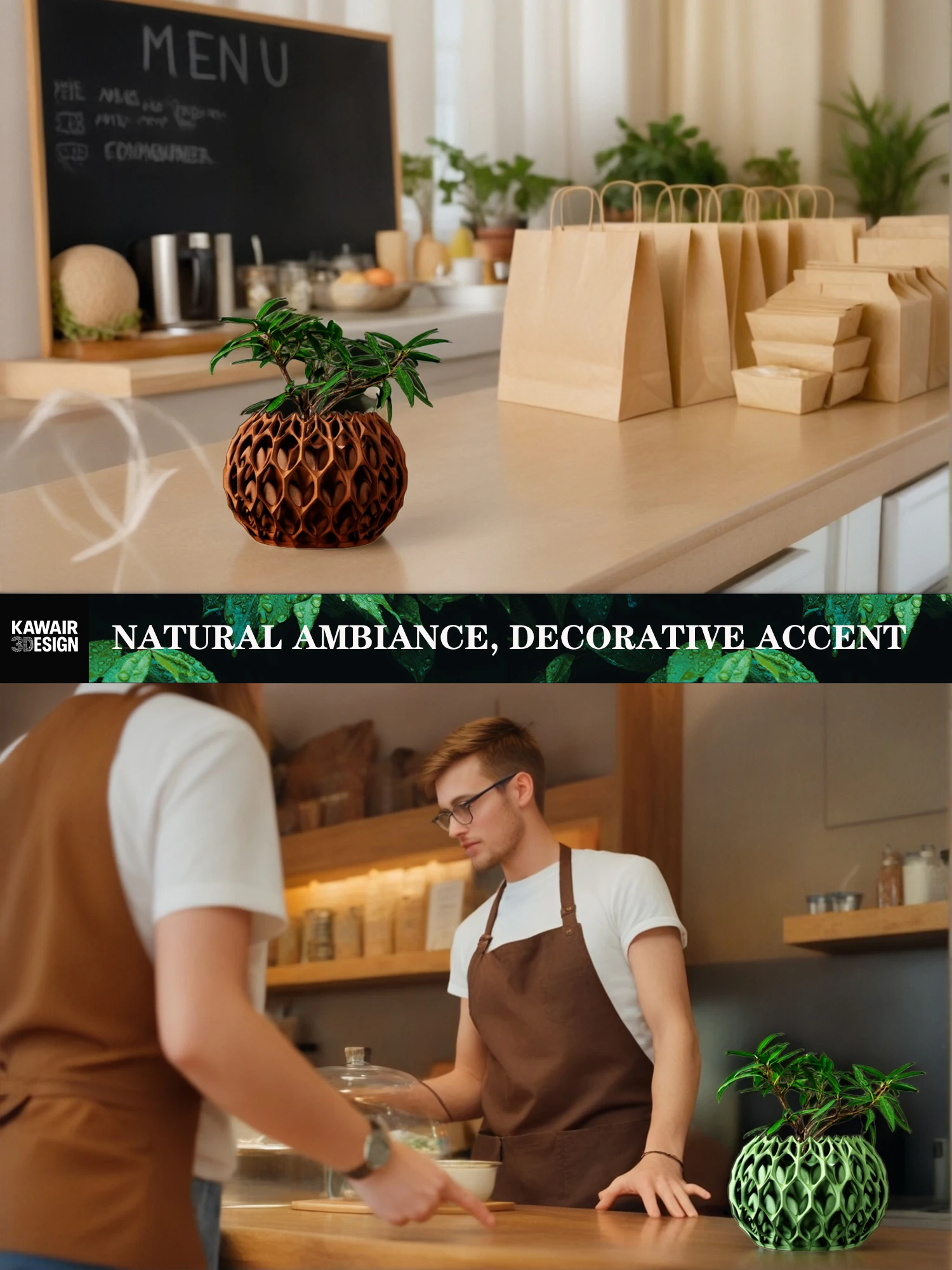 أصيص نباتات عصري بسيط مطبوع ثلاثي الأبعاد - أصيص زهور قابل للتحلل الحيوي لديكور المنزل، هدية مستدامة صديقة للبيئة (Invader)