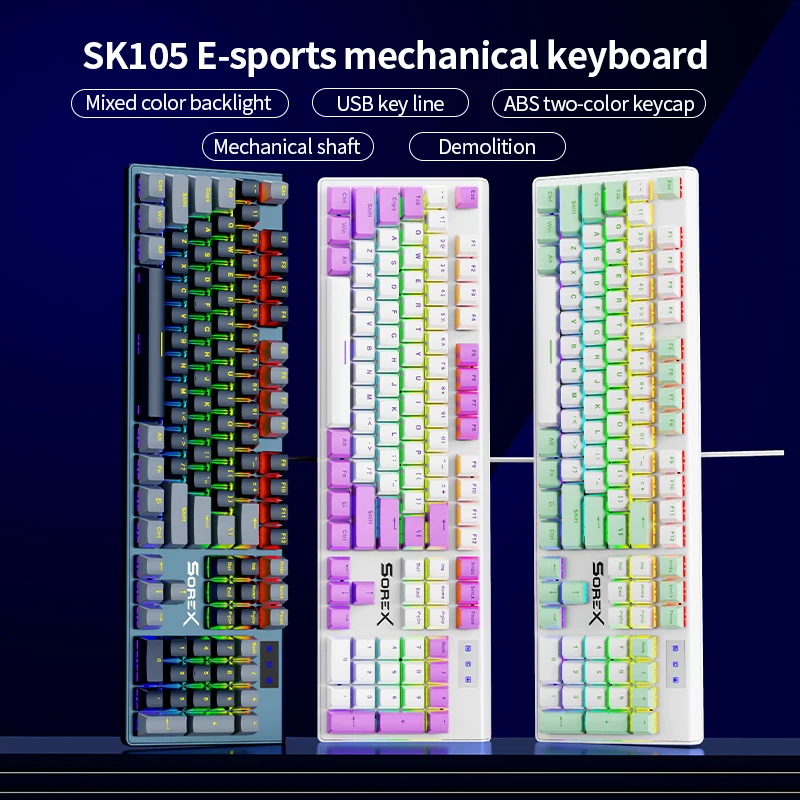 

SOREX SK105 RGB ABS Gaming 105 Key Mechanical Removable Wrist Rest Smooth Linear Switch Keyboard Wired mechanical keyboard