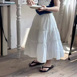 Girls' Lace Embroidered A-shaped Umbrella Skirt Long Skirt Children's French Vintage High-waisted Drape Skirt Fashion