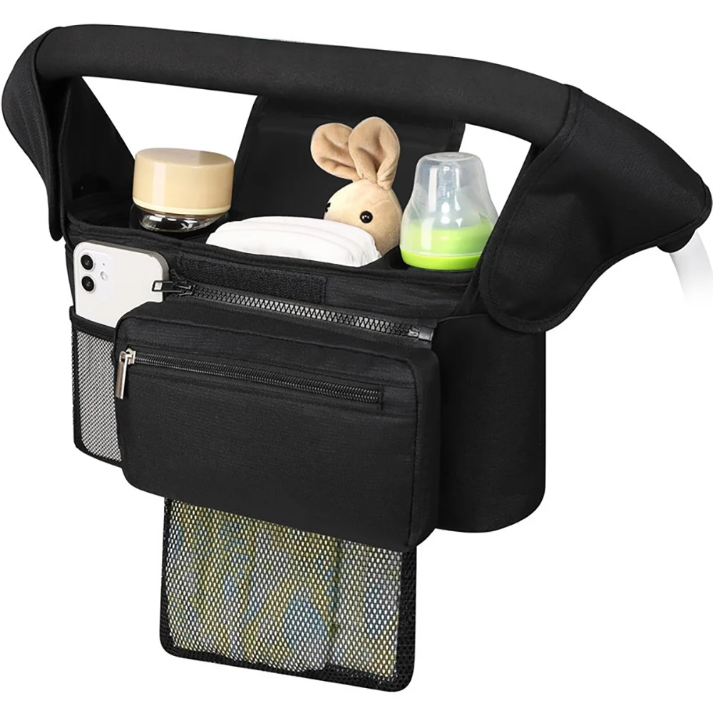 Baby Diaper Bag On Stroller Outdoor Waterproof Tear Resistant Multi Layer Storage Detachable Shoulder Strap Mommy Bag view 3