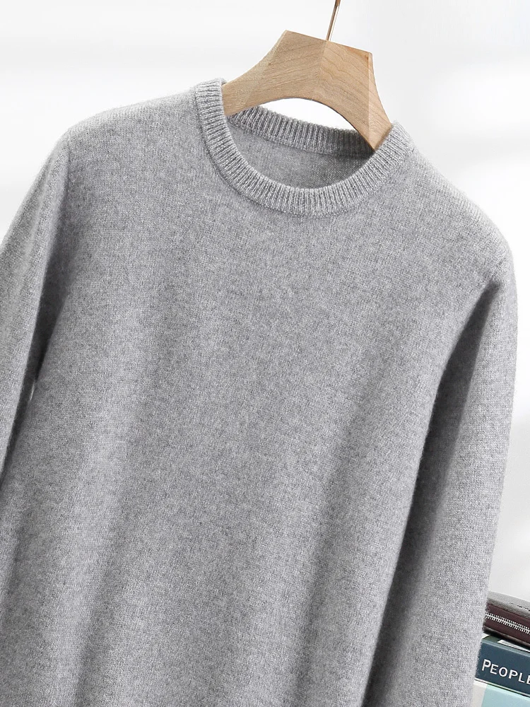 

Luxury New Men 100% Cashmere Sweater O-neck Long Sleeve Thick Pullover Autumn Winter Comfy Soft Smart Casual Cashmere Knit Tops
