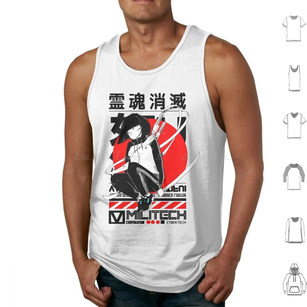 Japanese Cool Girl Red Sun Urban Style Tank Tops Vest Sleeveless Girl Vaporwave Japanese Hipster Future Fashion Urban Style