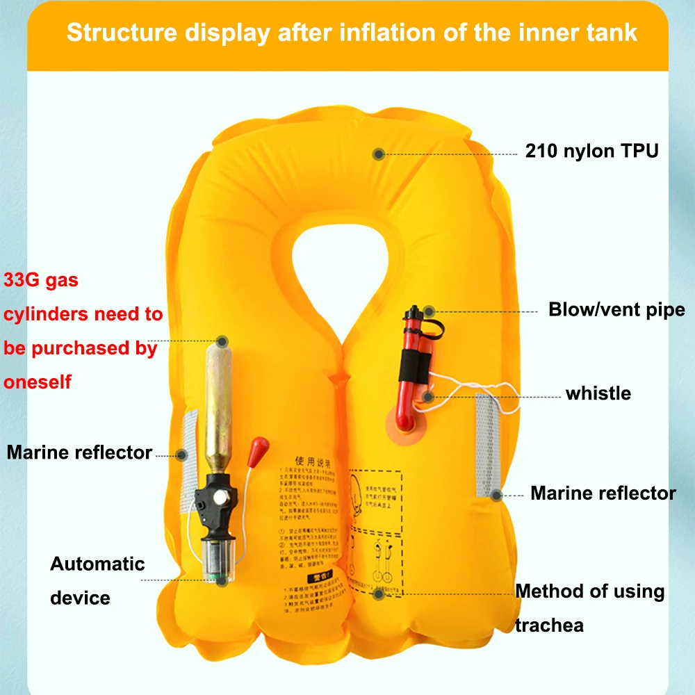 Manual/Automatic Inflatable Lifejacket Adult Lightweight Marine Fishing Portable High Buoyancy Vehicle Vest Lifejacket