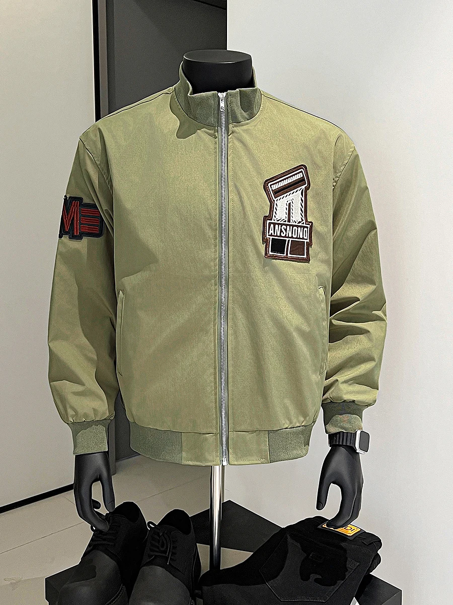 

Мужская бейсбольная куртка с вышивкой букв, американский стиль, воротник-стойка, повседневная куртка, весна-осень, модный бренд, куртка-пилот