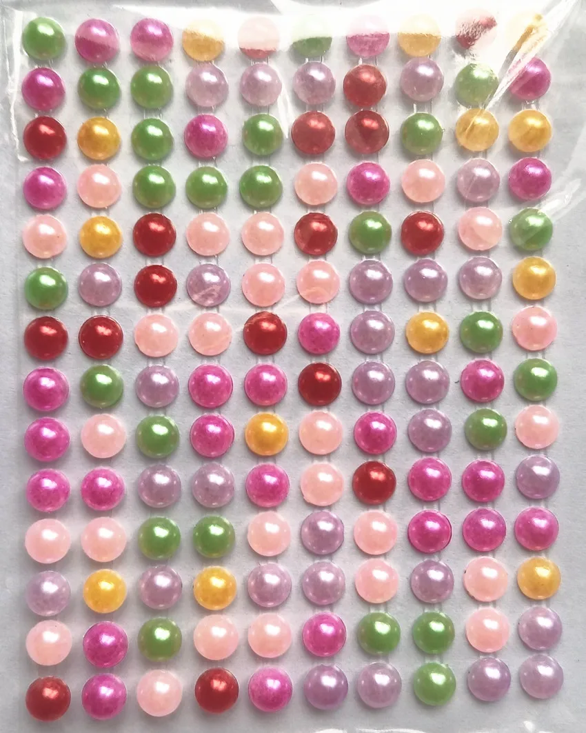 3mm/4mm/5mm/6mm mix color Imitation Pearl Acrylic Decal Self Adhesive Rhinestone laptop Stickers Wall surface decorative sticker