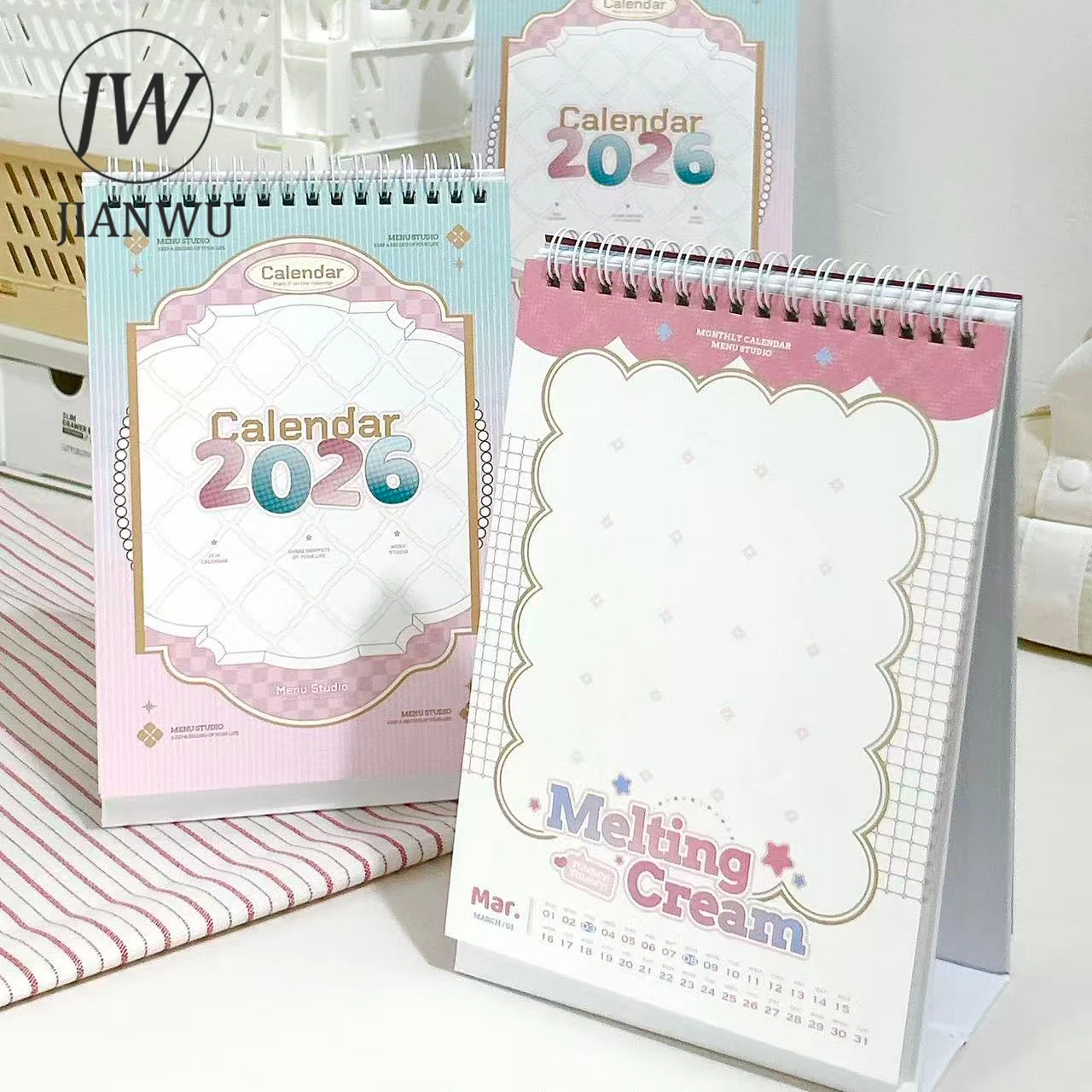 

JIANWU 2026 Macaron Border Monthly Planning Calendar Material Collage Creative DIY Journal Student Supplies Stationery