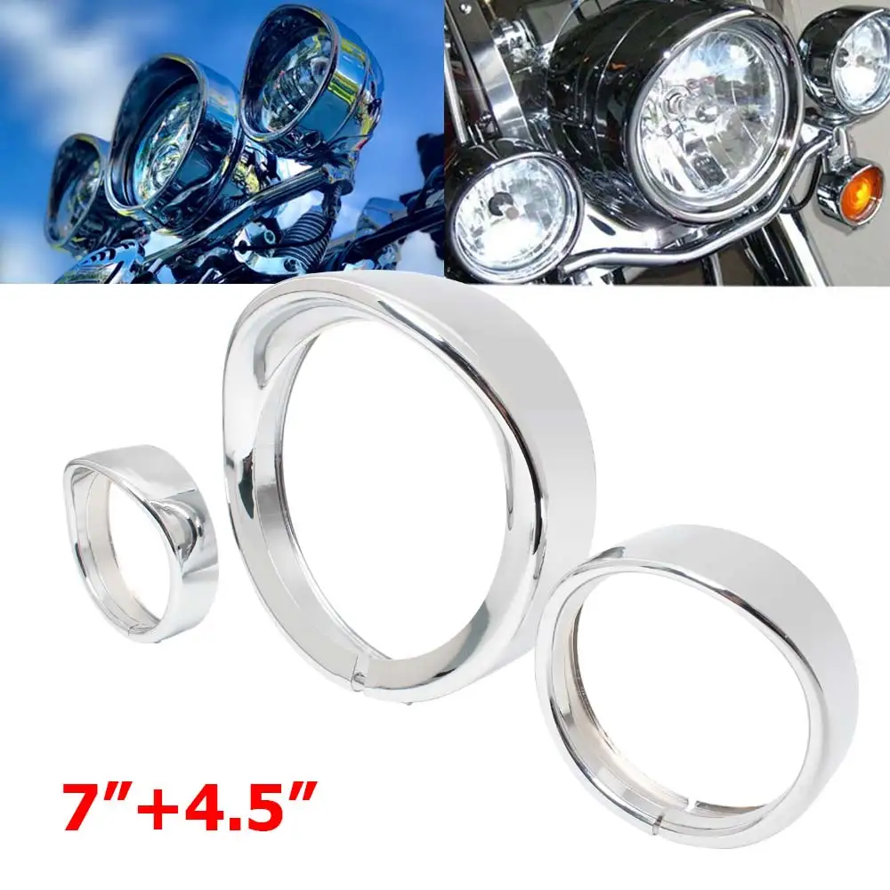 

Кольцо-накладка для противотуманной фары 4,5 дюйма и фары головного света 7 дюймов для мотоциклов Harley Touring Road King Street Electra Glide FLHX Softail, аксессуары для мотоциклов