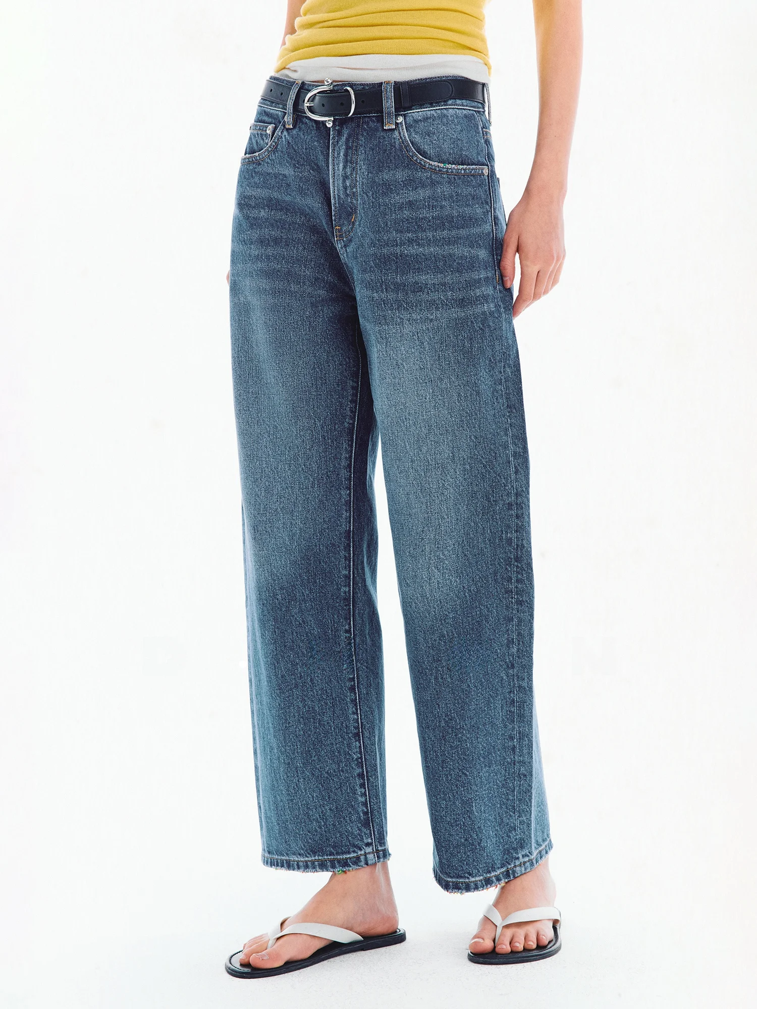 

DMON Classic Modern Straight Leg Jeans Spring Summer Ultra Wearable Versatile Retro Blue Denim Ladies High Waist Non Stretch