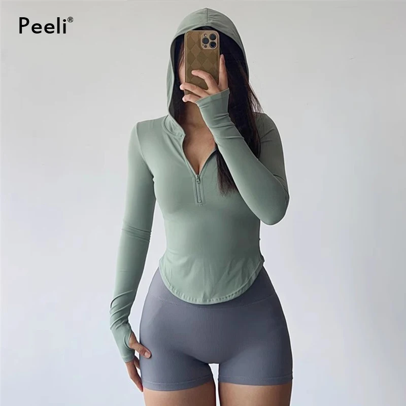 Running Sports Jacket Women Zip Fitness Yoga Shirt Winter Long Sleeve Hoodie Yoga Jacket Gym Top Coat Activewear Workout Clothes