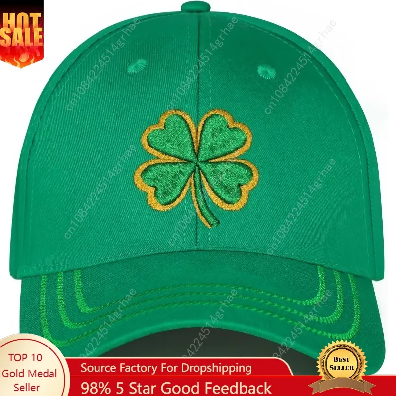 St Patrick's Day Hat for Men Women, Adjustable Embroidered Shamrock Baseball Cap, Green Irish Trucker Hat